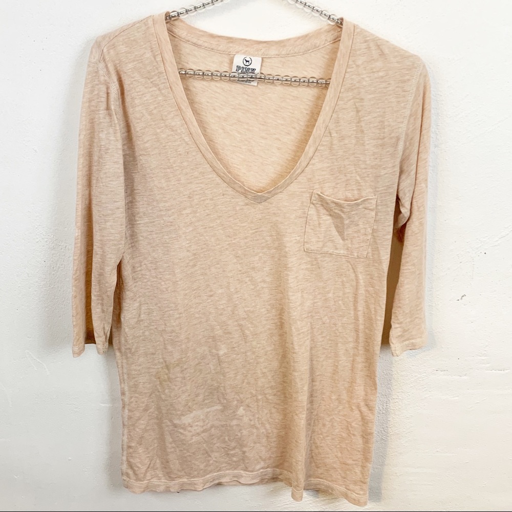 VS Pink l 3/4 Sleeve Pocket T-shirt